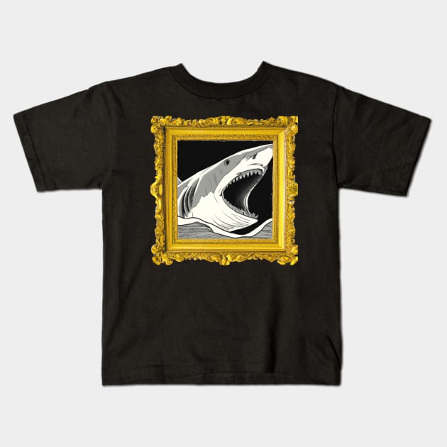 Shark in a Frame Kids T-Shirt by Dunkel